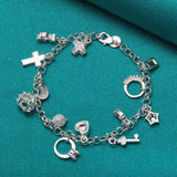 925 Silver Ring/Cross/Star/Moon Set For Women Wedding Charm Jewelry