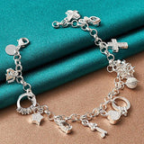 925 Silver Ring/Cross/Star/Moon Set For Women Wedding Charm Jewelry