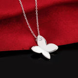 Silver Crystal Butterfly Pendant Necklace Earring Set