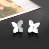 Silver Crystal Butterfly Pendant Necklace Earring Set