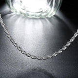 925 Silver Twisted Rope Chain Bracelet & Necklace Set