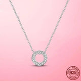 Circle Necklace & Earrings Set CZ Zircon Wedding Jewelry Gift