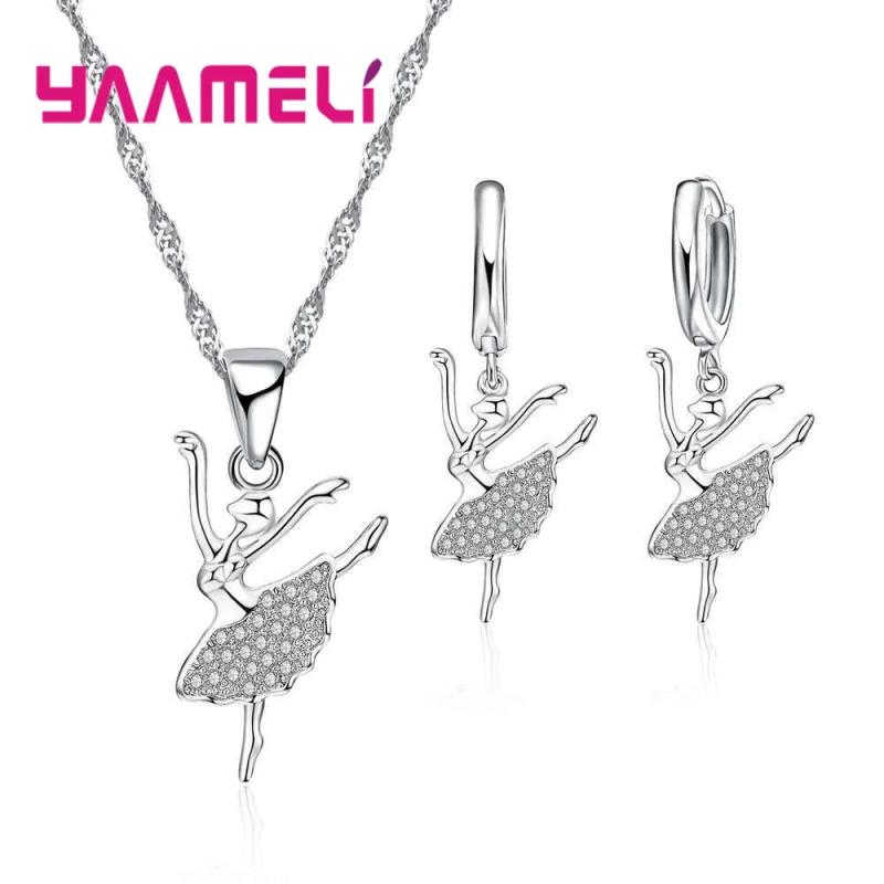 925 Silver Dancing Girl Jewelry Set with CZ Zircon
