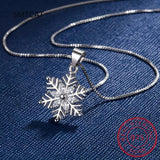 925 Silver Crystal Snowflake Necklace & Earrings Set