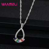 925 Silver Water Drop Pendant Necklace Earrings Set