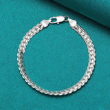 925 Silver Side Chain Bracelet Necklace Set Wedding Charm Gift