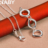 925 Silver Charms Square Pendant Set for Women Wedding Gift