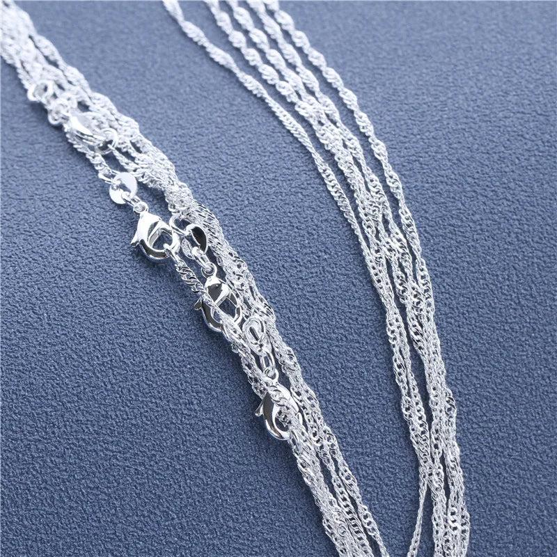 5pcs 925 Silver Water-Wave Necklace for Women Pendant Accessories
