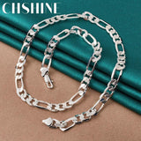 925 Silver 8MM Side Chain Necklace 24 Inch Men Women Wedding Jewelry