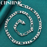 925 Silver 8MM Side Chain Necklace 24 Inch Men Women Wedding Jewelry