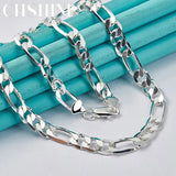 925 Silver 8MM Side Chain Necklace 24 Inch Men Women Wedding Jewelry