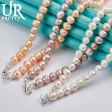 925 Silver Pearl Necklace 7-8mm 16/18/20 Inch Chain