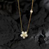 925 Silver Zircon Flowers Pendant Necklace Rose Neck Chain for Women