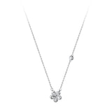 925 Silver Zircon Flowers Pendant Necklace Rose Neck Chain for Women