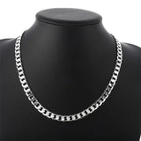 18K Necklace 925 Stamp Silver 8MM Chain for Men Women