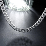 18K Necklace 925 Stamp Silver 8MM Chain for Men Women