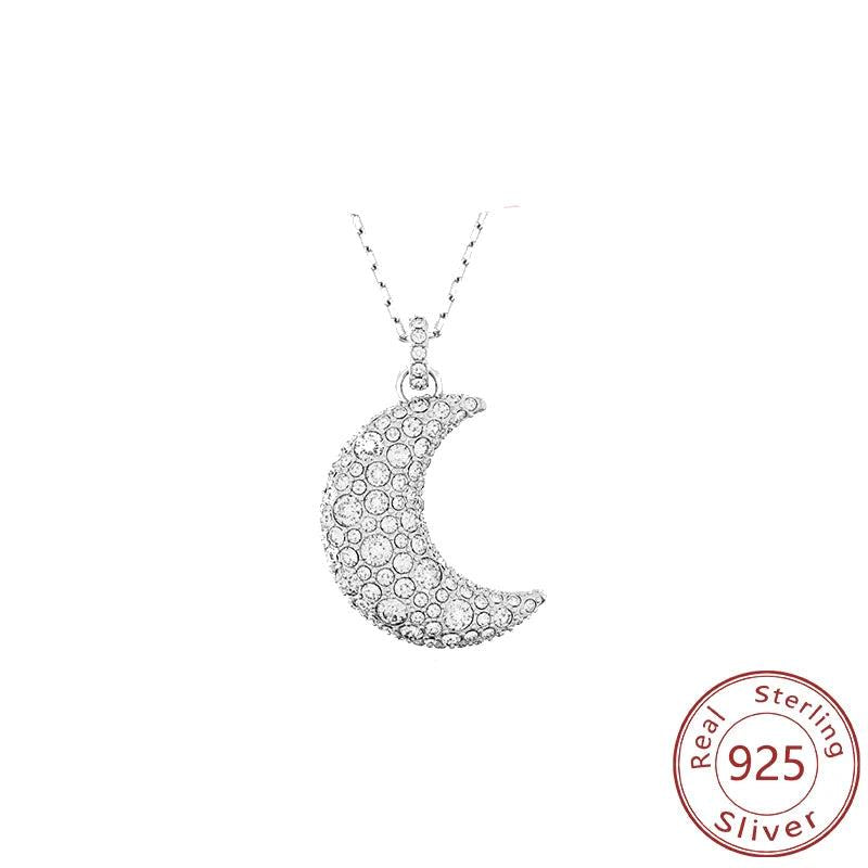 925 Silver Moon & Stone Necklace Set
