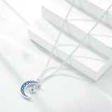 925 Sterling Silver Moon Sun Sea Turtle Heart Evil Eyes Pendant Necklace