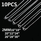 925 Sterling Silver 2MM Snake Chain Necklace 16-30 Inches