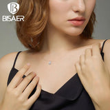Bisaer 925 Silver CZ Fishing Line Chain Necklace for Women