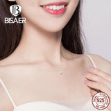 Bisaer 925 Silver CZ Fishing Line Chain Necklace for Women