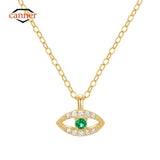 Emerald Devil Eye 925 Silver Necklace Long Chain Wedding Party Jewelry