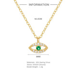 Emerald Devil Eye 925 Silver Necklace Long Chain Wedding Party Jewelry