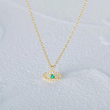 Emerald Devil Eye 925 Silver Necklace Long Chain Wedding Party Jewelry