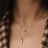 Emerald Devil Eye 925 Silver Necklace Long Chain Wedding Party Jewelry