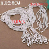 10pcs 925 Sterling Silver 1MM Snake Chain Necklace 40-75cm