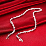 925 Sterling Silver Necklace 3mm Box Chain Round Necklace