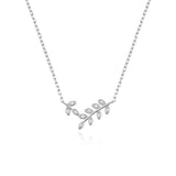 925 Silver Zircon Leafs Pendant Necklace Women Choker