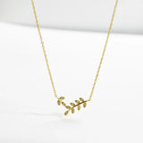 925 Silver Zircon Leafs Pendant Necklace Women Choker