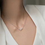 925 Silver Zircon Leafs Pendant Necklace Women Choker