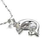 925 Silver Dolphin Zircon Pendant Necklace For Women