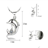 925 Silver Dolphin Zircon Pendant Necklace For Women