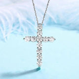 925 Silver Necklace Cross Zircon Pendant Religious Belief Jewelry Gift
