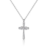 925 Silver Necklace Cross Zircon Pendant Religious Belief Jewelry Gift