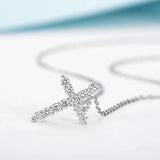 925 Silver Necklace Cross Zircon Pendant Religious Belief Jewelry Gift