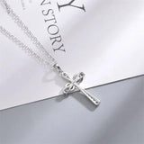925 Silver Necklace Cross Zircon Pendant Religious Belief Jewelry Gift