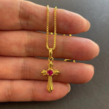 Korea 24K Cross Necklace For Girls Jewelry Religion Gift