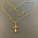 Korea 24K Cross Necklace For Girls Jewelry Religion Gift
