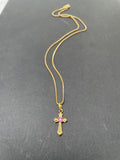 Korea 24K Cross Necklace For Girls Jewelry Religion Gift