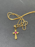 Korea 24K Cross Necklace For Girls Jewelry Religion Gift