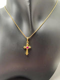 Korea 24K Cross Necklace For Girls Jewelry Religion Gift