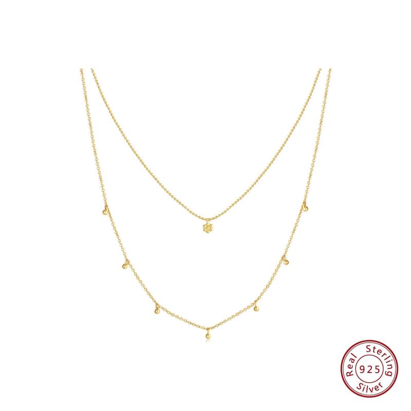 Fashionable Lady 14k Plated S925 Silver Shaker Ball Necklace