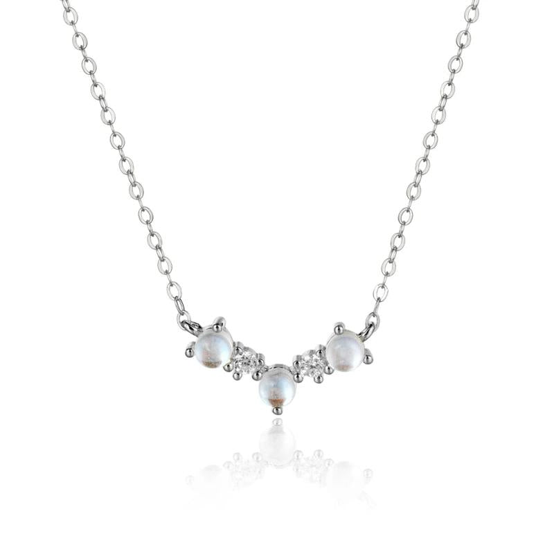 925 Silver MoonStone Queen Choker Necklace Crystal Jewelry Wedding Gift