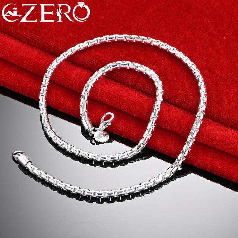 ALIZERO 925 Silver 4MM Box Chain Necklace Men Women Party Jewelry