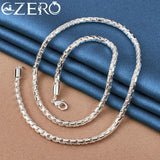 ALIZERO 925 Silver 4MM Box Chain Necklace Men Women Party Jewelry