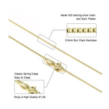 SENLISSi 18K Gold Necklace Box Chain Choker Silver 925 Jewelry Neck Gift